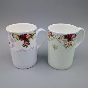 Pair of Royal Albert Rose Cameo 10 fl. oz. Coffee / Tea Mugs
